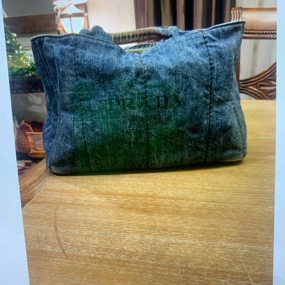 Prada Canapa Blue Denim Tote - Picture 2 of 16